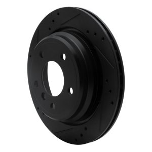 BMW 525I Brake Rotor (1) - Rear Left - R1 Concepts - Drilled & Slotted - Black - `96-`03